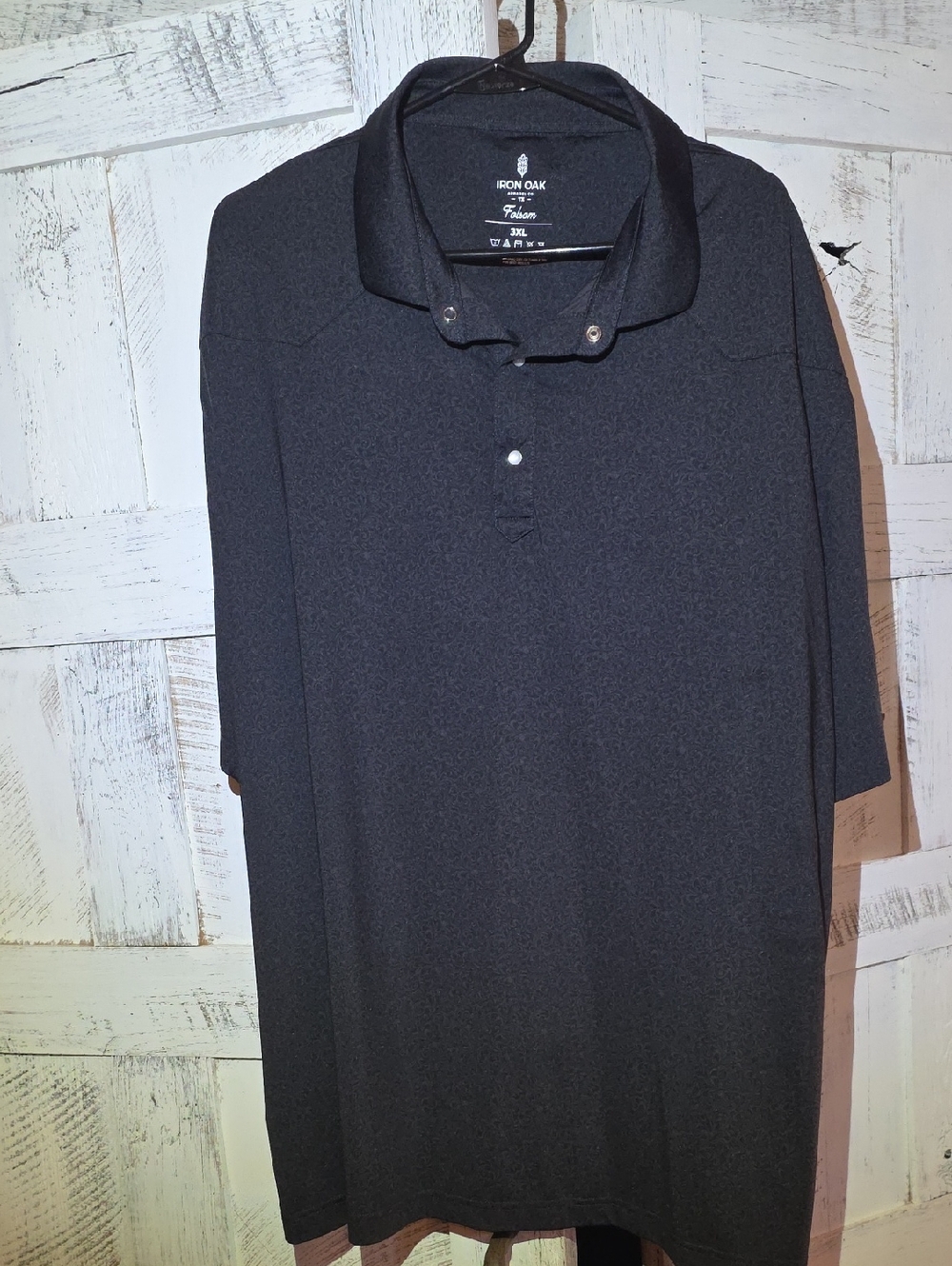 Iron Oak Western Pearl Snap Men’s Black Polo Shirt - Classic Short Sleeve